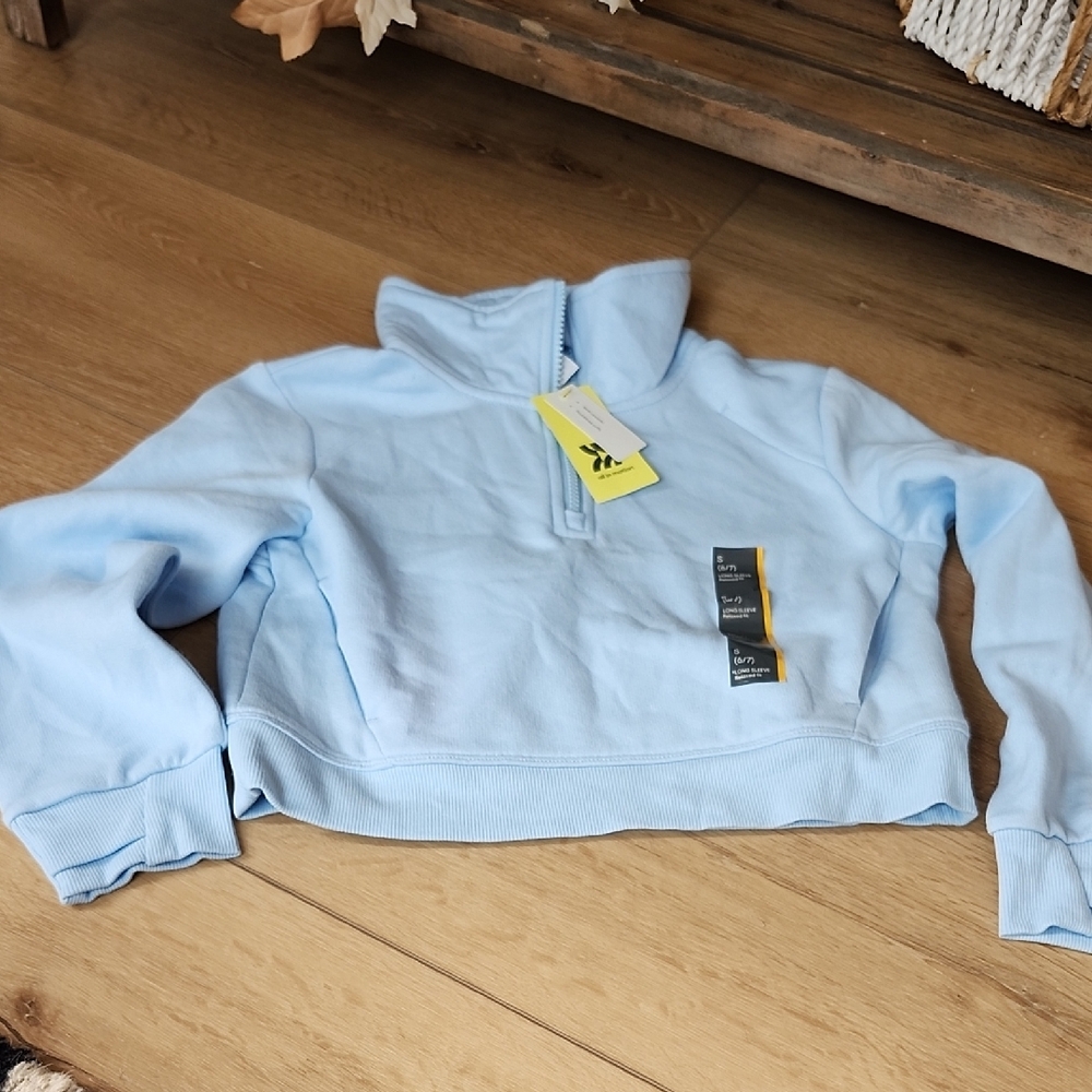 Light Blue 1/2 Zip Fleece Top, Small 6/7